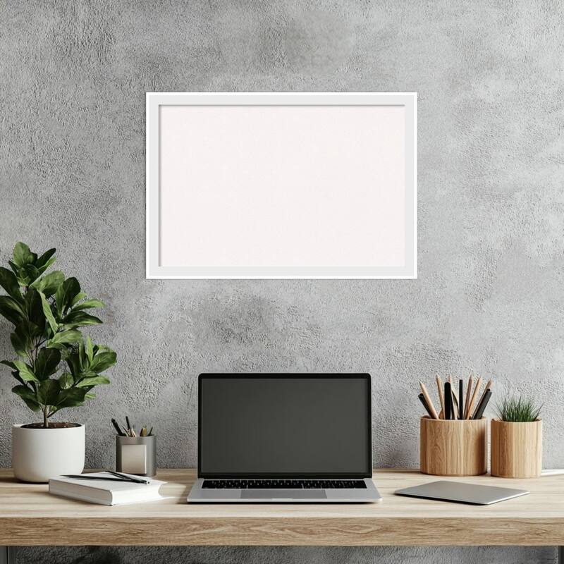 Incline White Wood Framed Cork Board - Bulletin Board, Organization Board, Pin Board