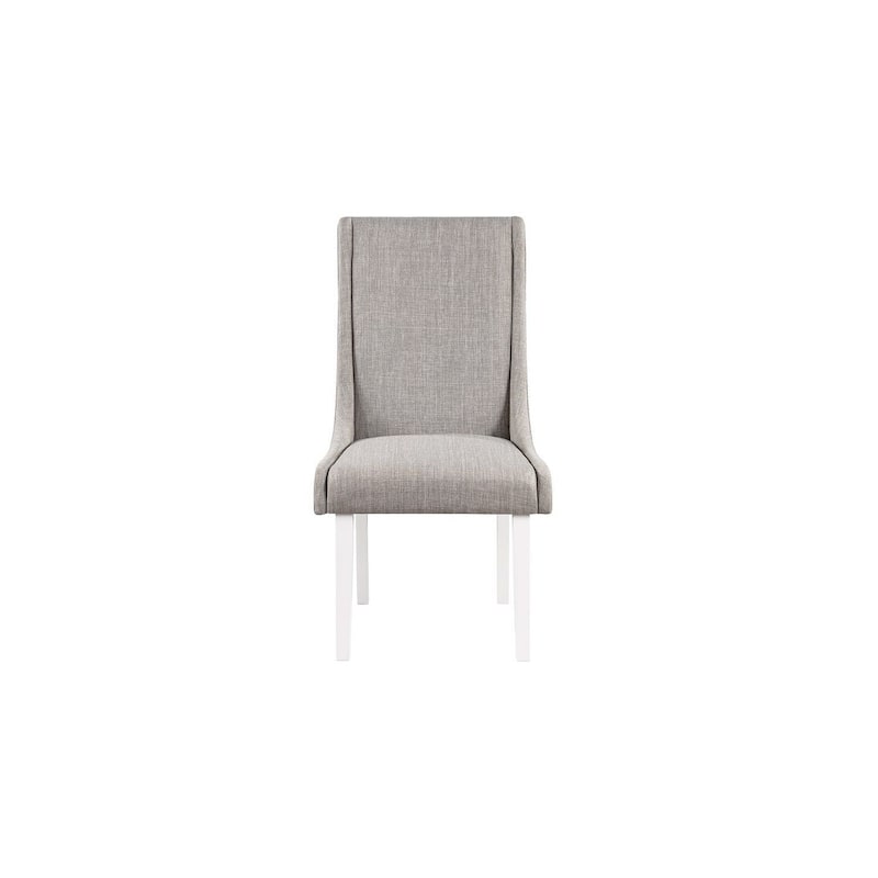 White/Gray Fabric Upholstered Wood Frame Dining Chair, Set of 2, Sturdy Dining Chair for Dining Rooms - 19.5