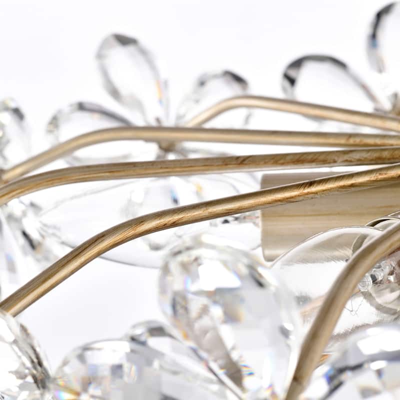 Rosa 6-Light Brushed Silver-ish Champagne Flower Crystal Flush Mount