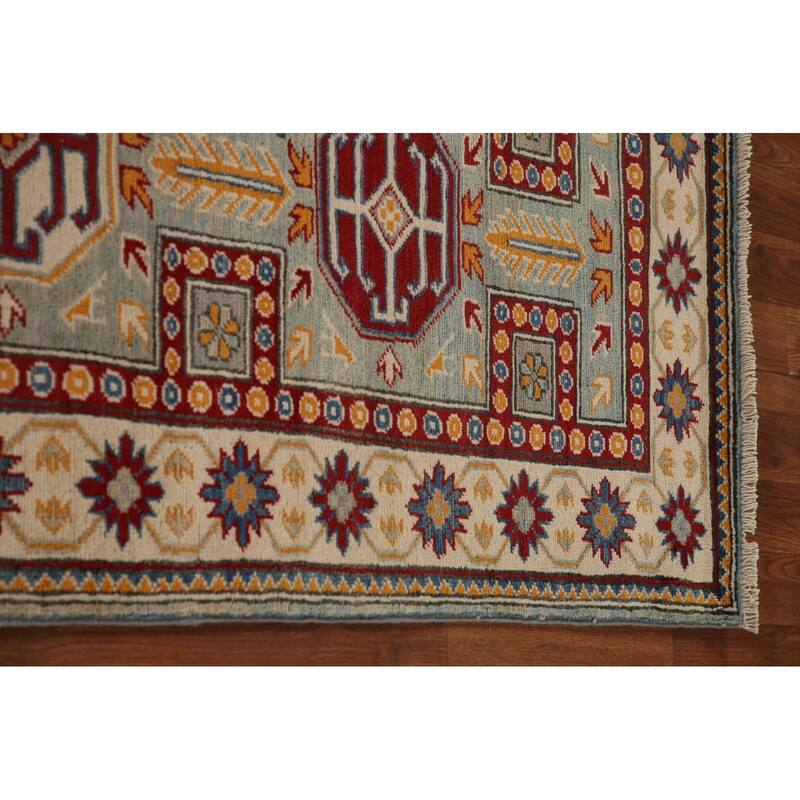 Traditional Blue Kazak Runner Rug Hand-Knotted Oriental Wool Carpet - 2'6" x 13'5"
