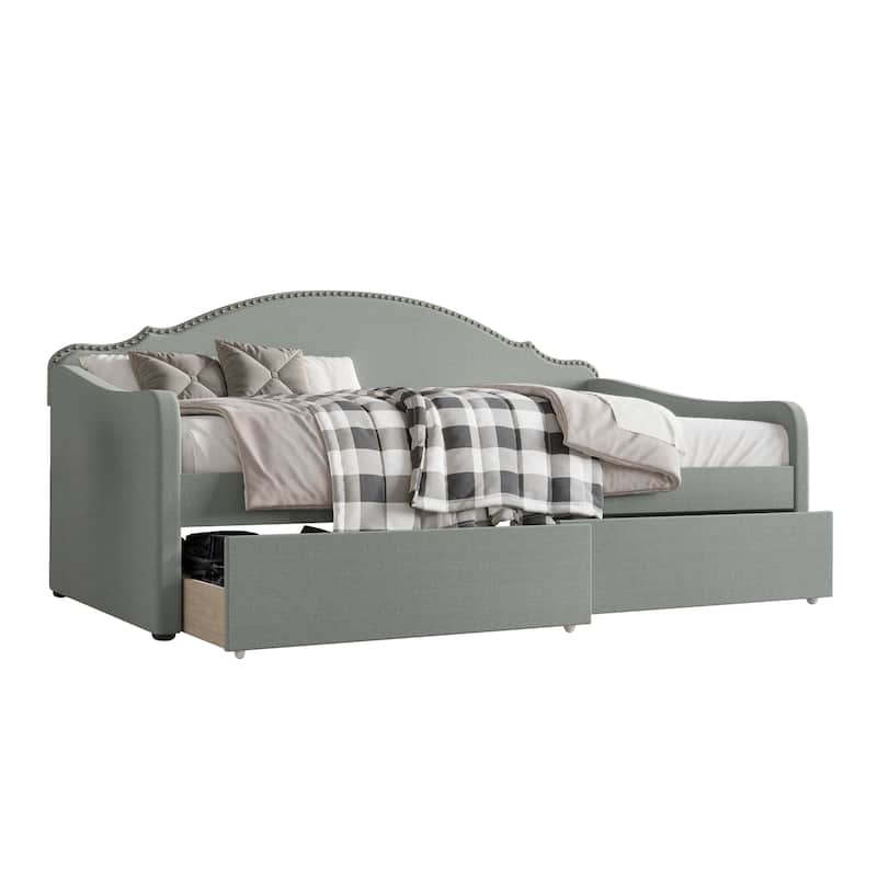 CraftPorch Twin Size Daybed In Linen With Storage