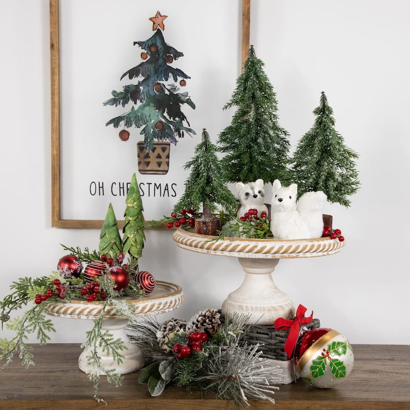 10.5" Frosted Icy Pine Christmas Tree with Jute Base