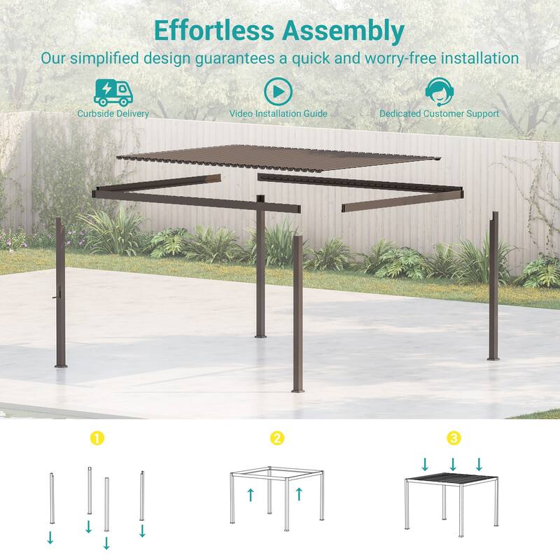 Aluminum Steel Pergola, Outdoor Pergola with Adjustable Roof