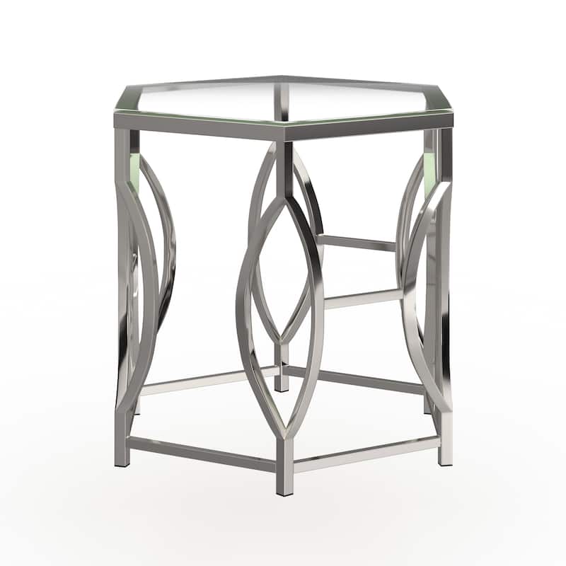 Talm Contemporary Chrome 26-inch Glass Top Side Table by Furniture of America