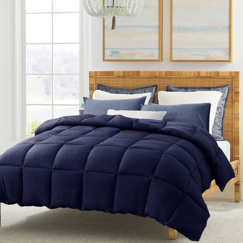 KASENTEX Winter Warmth Quilted Comforter, Cozy Soft Seersucker Textured, Down Alternative Fill