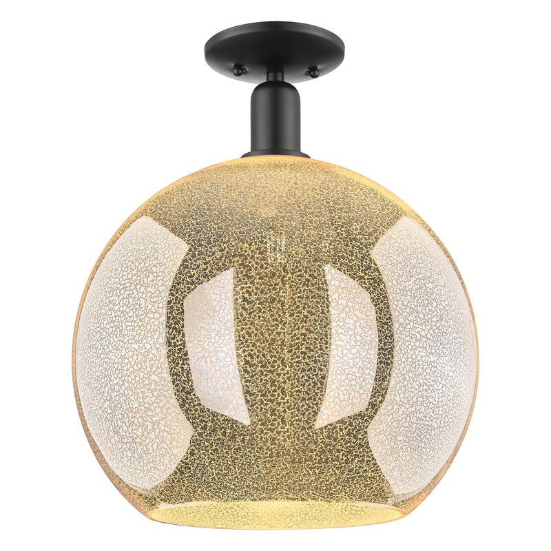 Innovations Lighting Endless Possibilities Arcadia - Athens - 1 Light 14" Semi-Flush Mount - Mercury/Matte Black