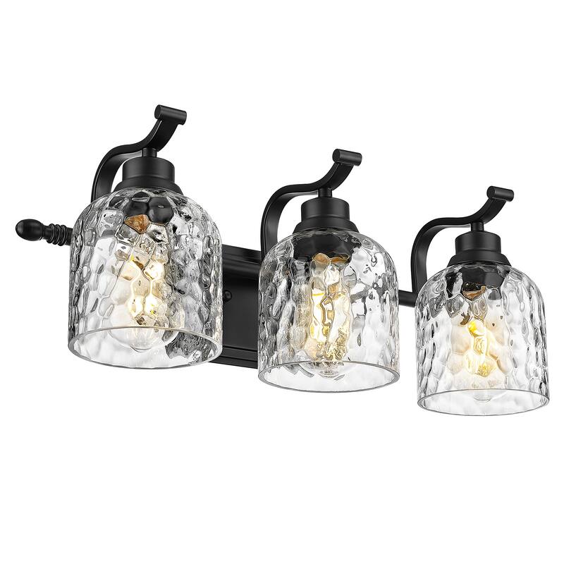 Modern 3/4-Light Bathroom Vanity Light - 3-Light - Black