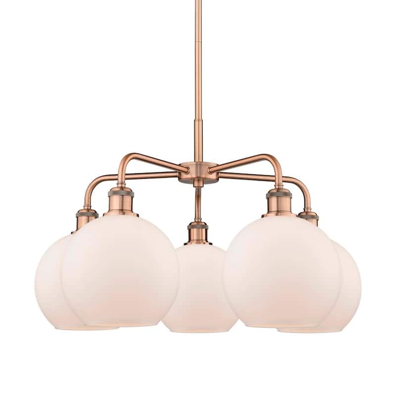 Innovations Lighting 516-5CR-16-26 Athens Chandelier Athens 5 Light - Antique Copper / Matte White
