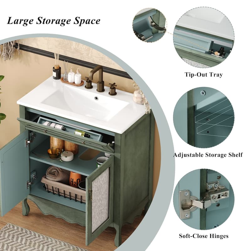 Christopher Knight Home 30" Bathroom Vanity with Ceramic Sink