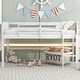 preview thumbnail 3 of 6, White Wood Loft Bed with Hanging Clothes Racks