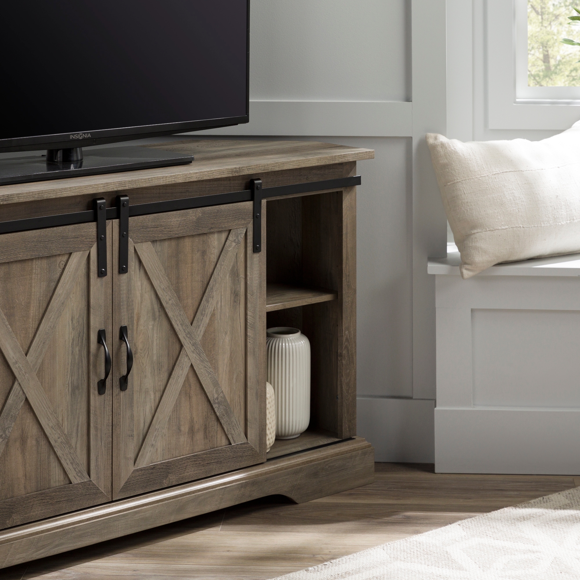 Middlebrook 52 inch Sliding Barn Door Corner TV Stand On Sale