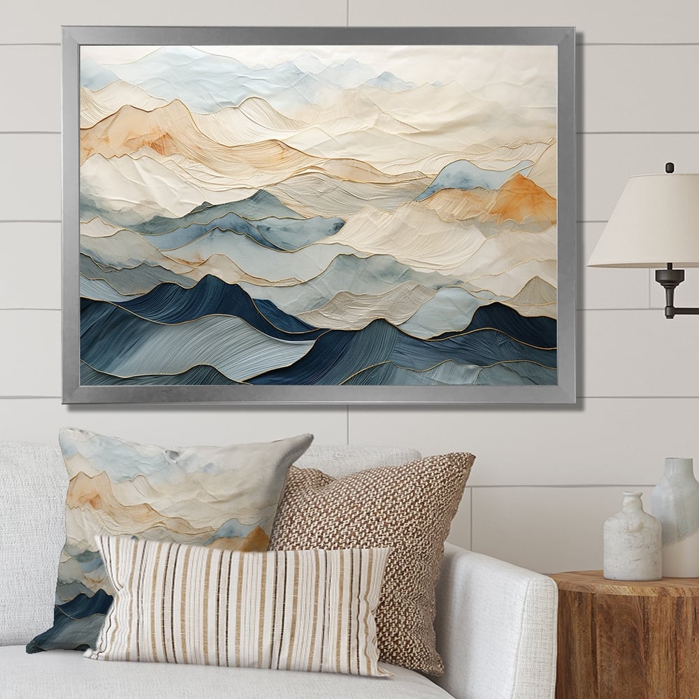 Designart "Majestic Mountain Peaks" Landscape Mountains Framed Wall Art Prints