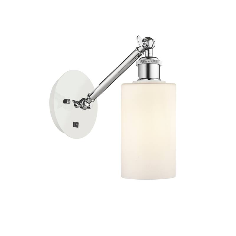Innovations Lighting Ballston Clymer - 1 Light 5" Sconce - Arm Adjusts Up and Down - Matte White/White and Polished Chrome