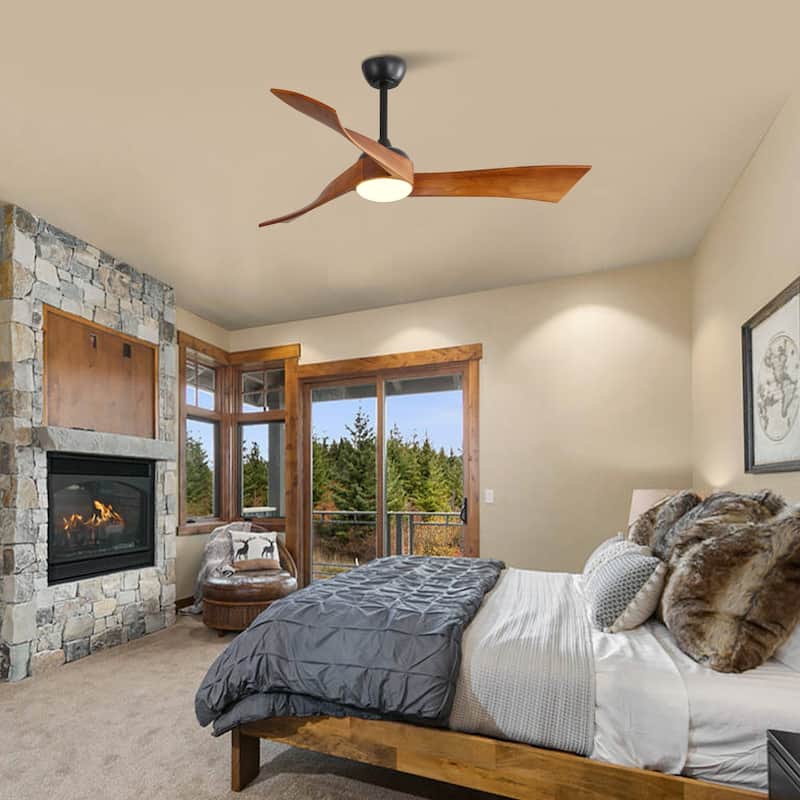 52" Ceiling Fan Light with 6 Speed Remote - Black