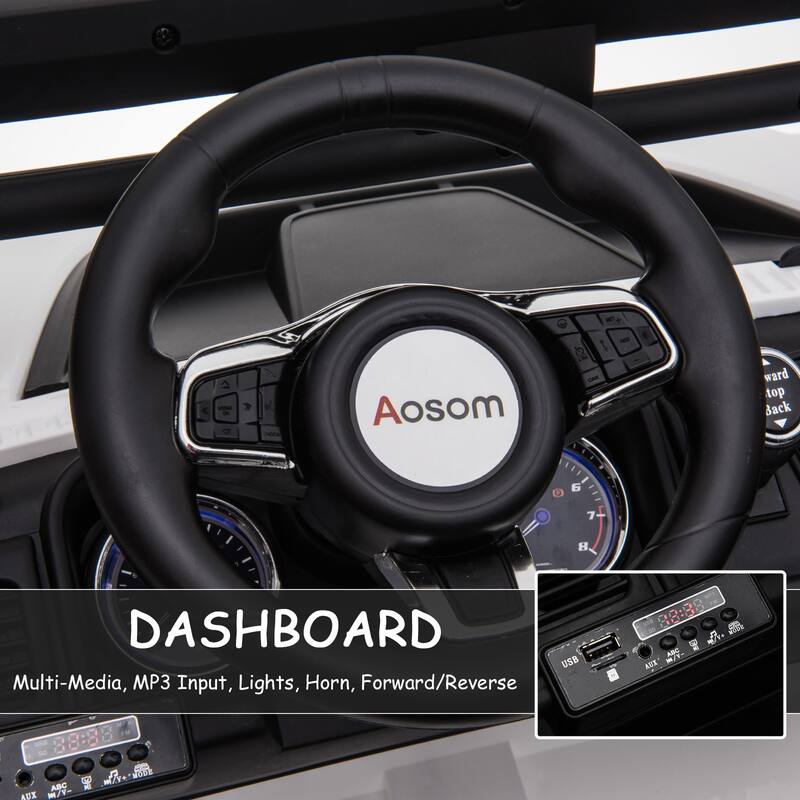 Big 53"L 12V Police Car Ride-On SUV for Kids with Siren, Remote Control, Music, Suspension & Horn