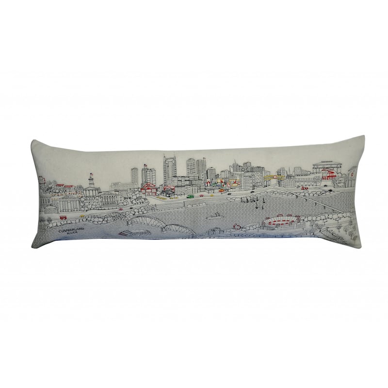 HomeRoots 46" White Nashville Daylight Skyline Lumbar Decorative Pillow