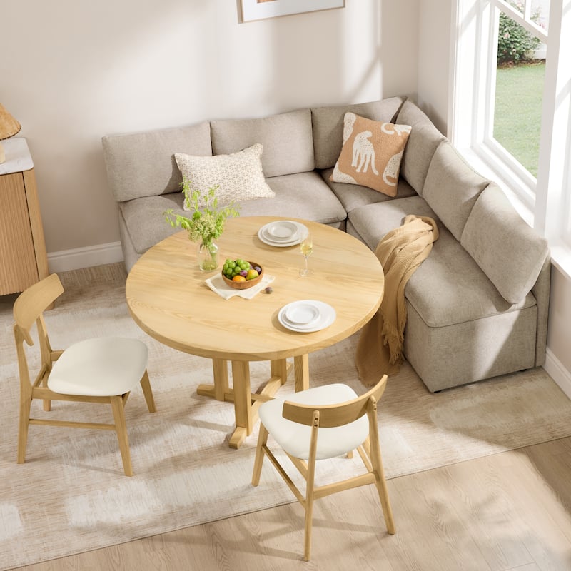 Spruce & Spring Modern 74" L-Shaped Dining Bench with Storage, Corner Breakfast Nook Banquette Bench - 4-Seater(2 Bench Seat + 1 Corner) - Khaki