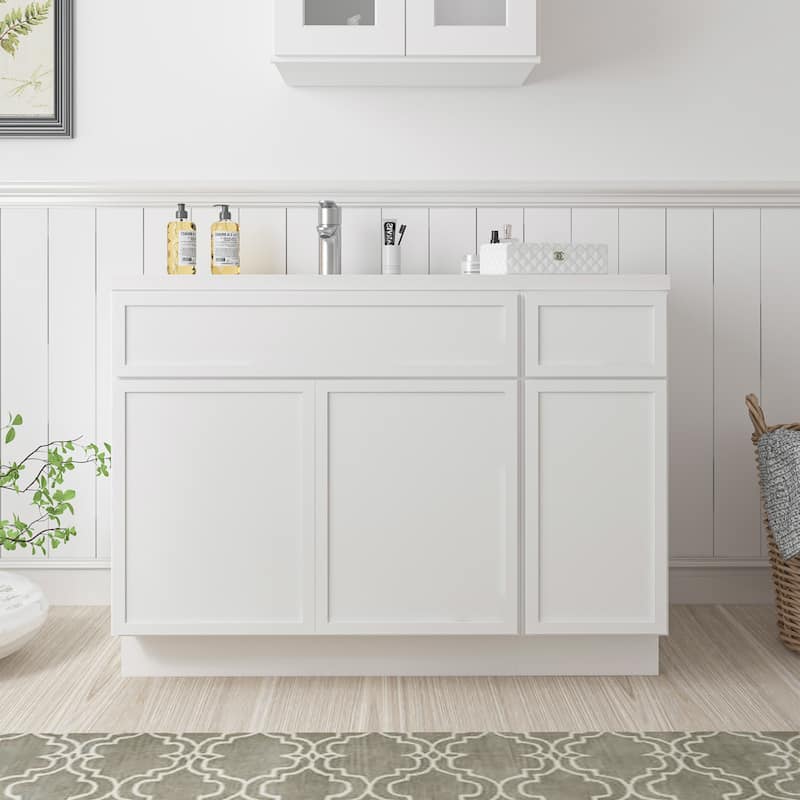 Vanity Art 51" Birch Freestanding Bathroom Vanity Cabinet without Top - White