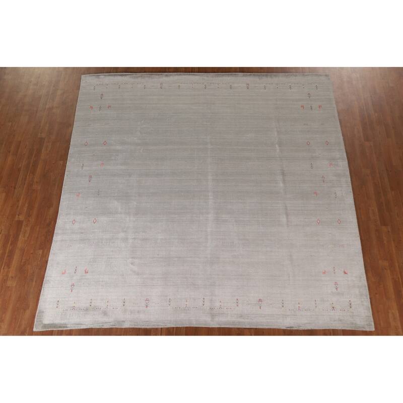 Striped Gabbeh Square Area Rug Handmade Wool Carpet - 9'8"x 9'8"