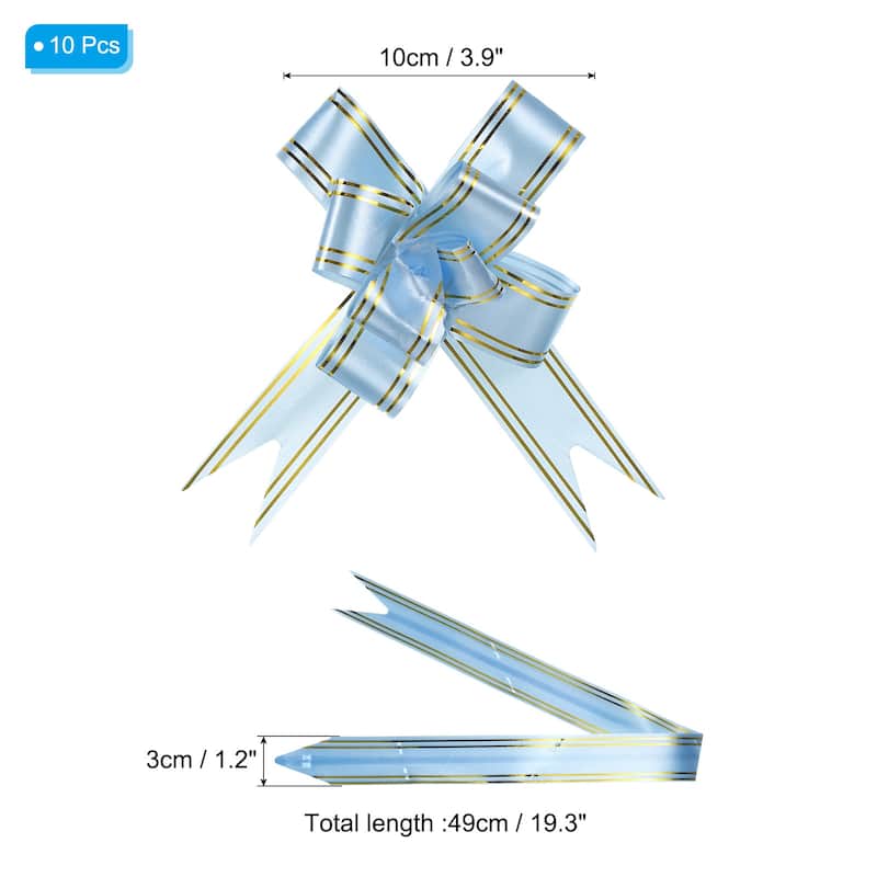 10Pcs 4" Gift Wrap Bows Pull Bows Baskets Present Wrapping Ribbon Bows - 4 inch - Blue