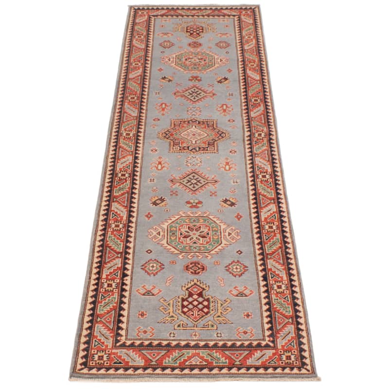 ECARPETGALLERY Hand-knotted Uzbek Ghazni Light Blue Wool Rug - 2'8 x 9'10