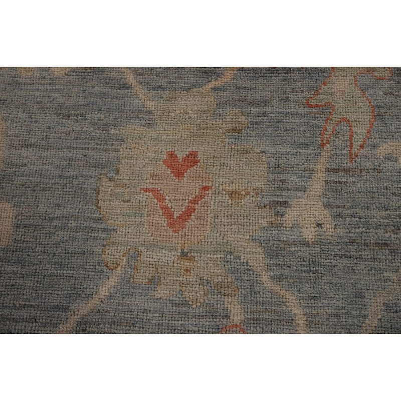 Vegetable Dye Oushak Turkish Rug Hand-Knotted Transitional Wool Carpet - 9'0"x 11'8"