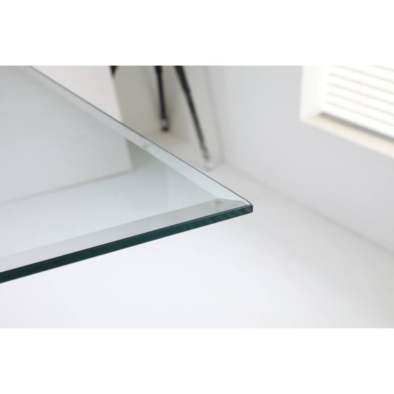 Modern rectangular tempered glass table and silver iron frame