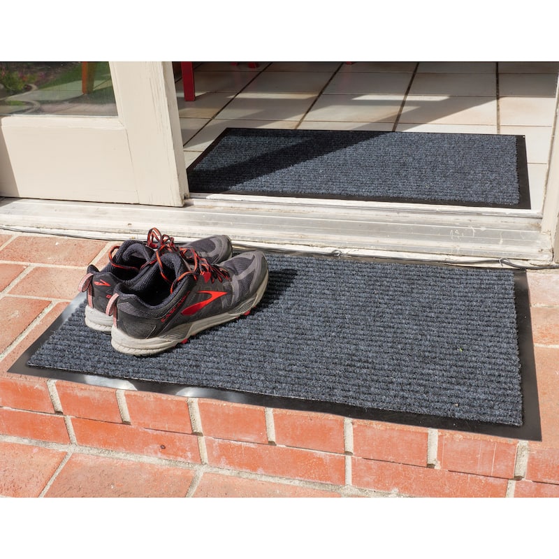 KAF Home 17"x30" Ribbed PET Door Mat, Set of 2