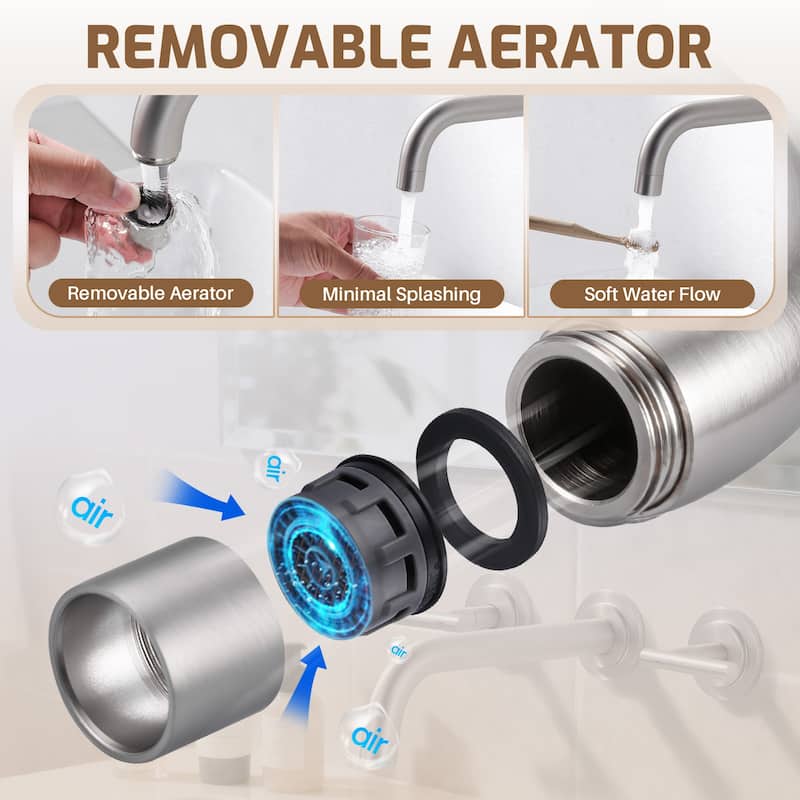 WOWOW Double Handle Wall Mount Bathroom Sink Faucet