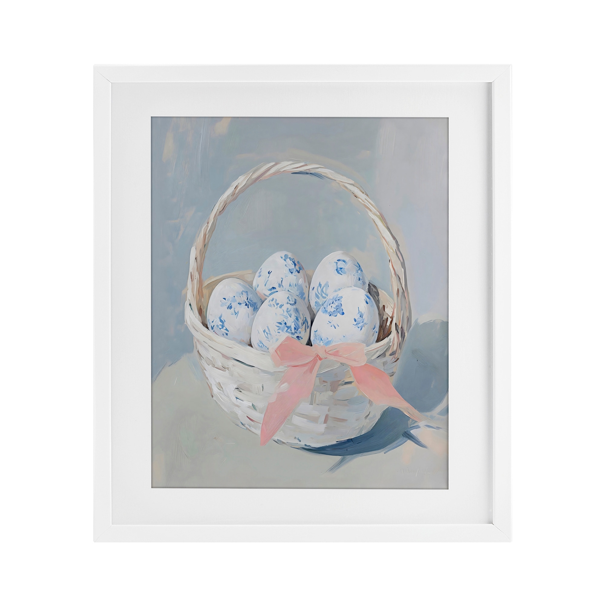 Stupell Blue Floral Egg Basket Under Glass Framed Design By Arlington Prints