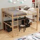 preview thumbnail 2 of 6, Full Metal Loft Bed w/Desk, Drawers & Bedside Tray, Charging, USB & Socket, Metal Bed Frame with Ladder & Guardrails,Gold+Black