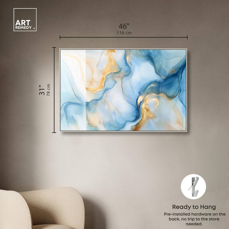 Blue Veined Gold Canvas by Art Remedy
