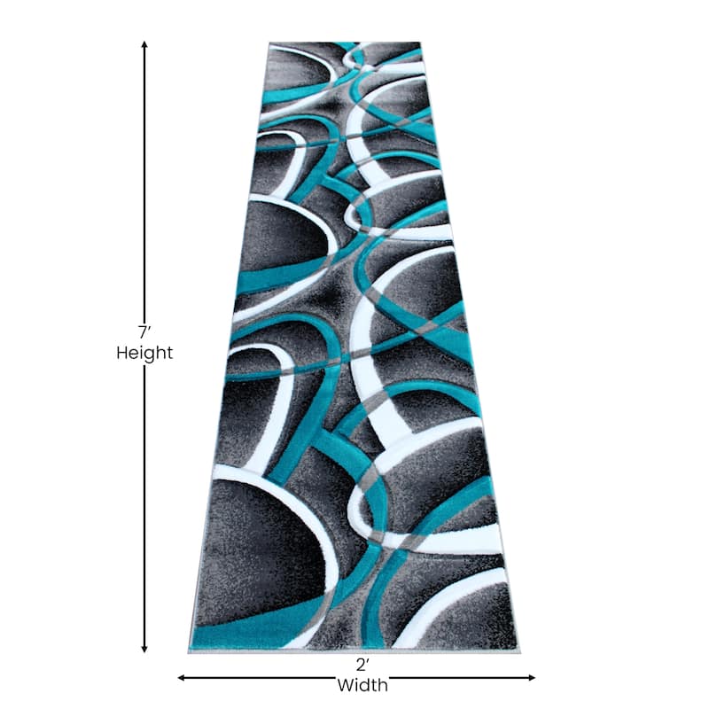 Modern Ribboned Design High-Low Pile Abstract Area Rug