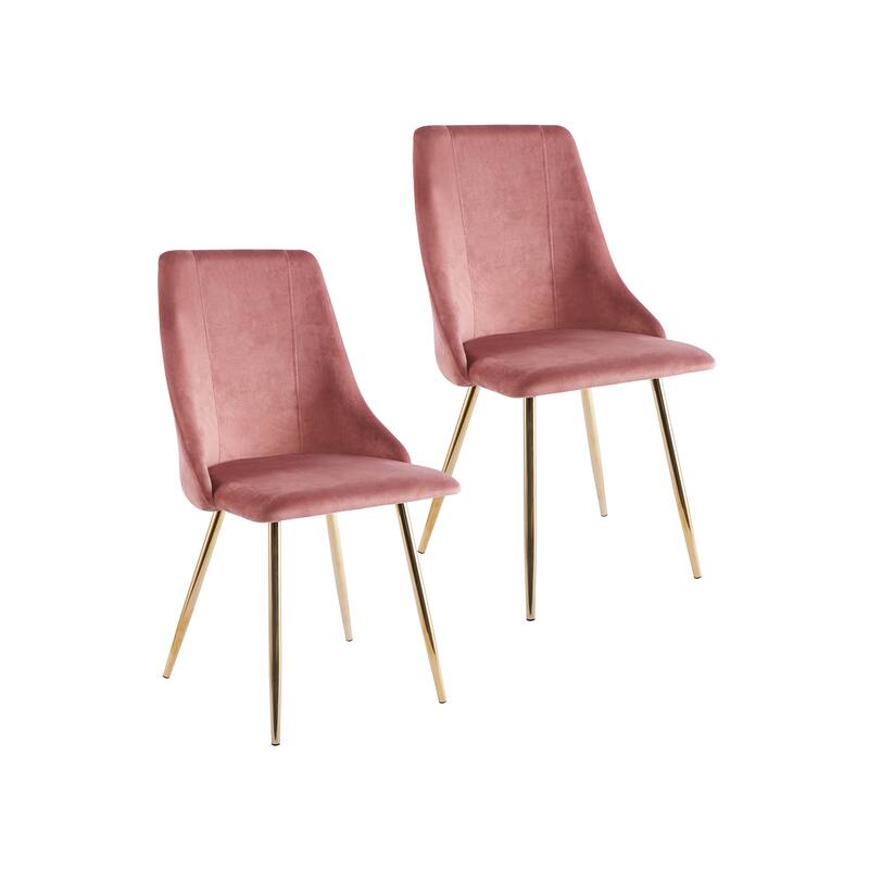 Porthos Home Pella Dining Chairs Set of 2, Velvet, Gold Chrome Legs