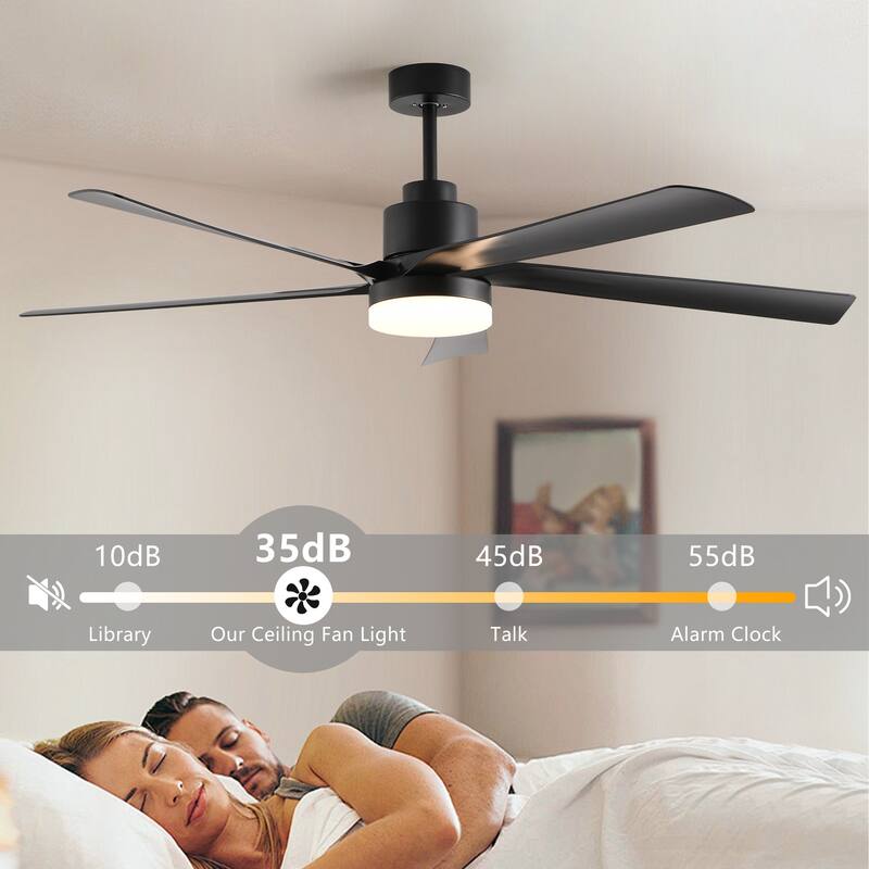 65 Inch Ceiling Fan with Light,5-Blade Dimmable LED Ceiling Fan with Remote Control,Quiet Design(6-Speed/Reversible/DC Motor)