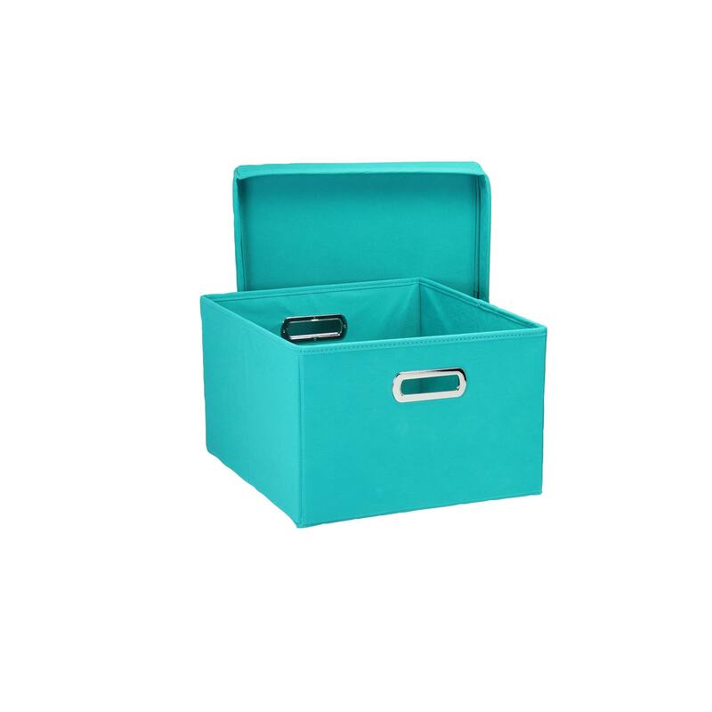 Household Essentials Storage Boxes with Lids and Durable Grommet Handles - 15.0"L x 13.0"W x 8.0"H