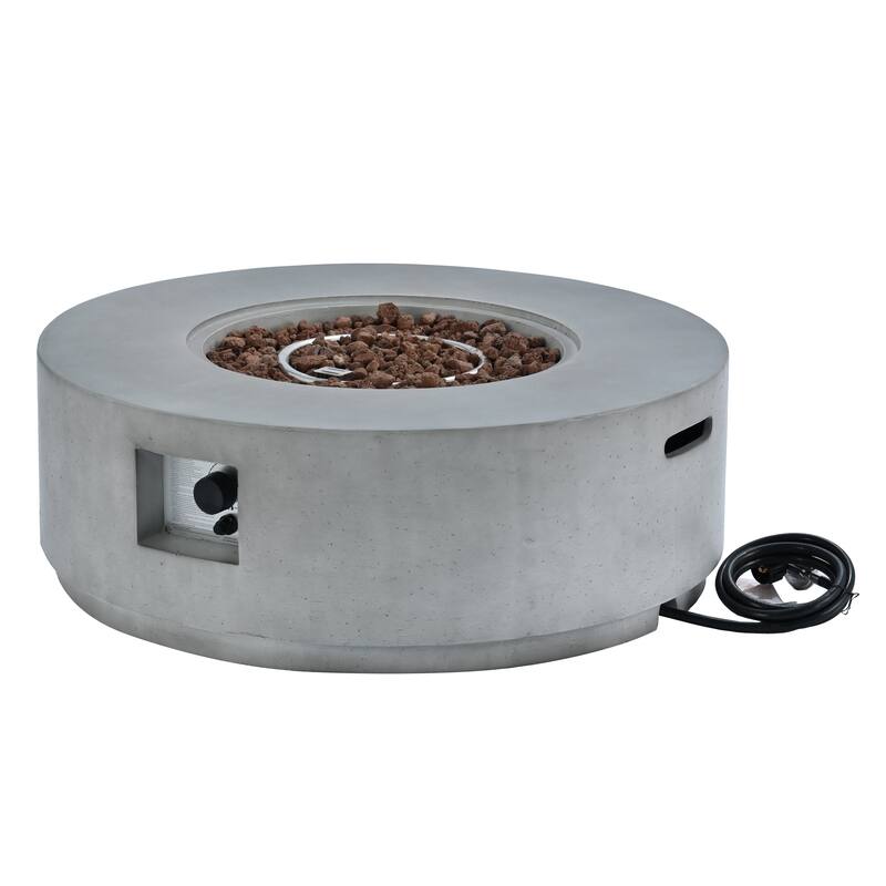 38.2" Round Outdoor Propane Fire Pit, Outside Fire Pit Table with 50000 BTU, Steel Burner, Lava Rocks, Waterproof Cover