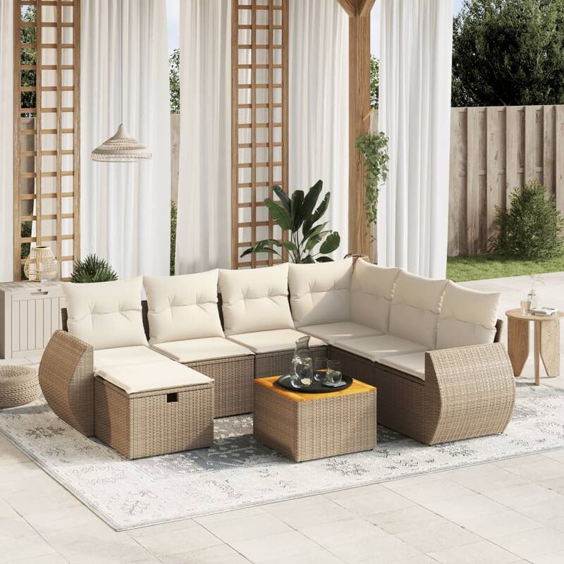 8-Piece Patio Sofa Set - Beige and cream - form2 - 95.3 x 73.6 x 27.2 in