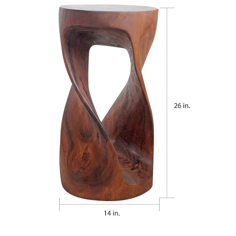 Haussmann® Round Wood Twist Accent Table 14in DIAx26in High Walnut Oil - 14 x 14 x 26