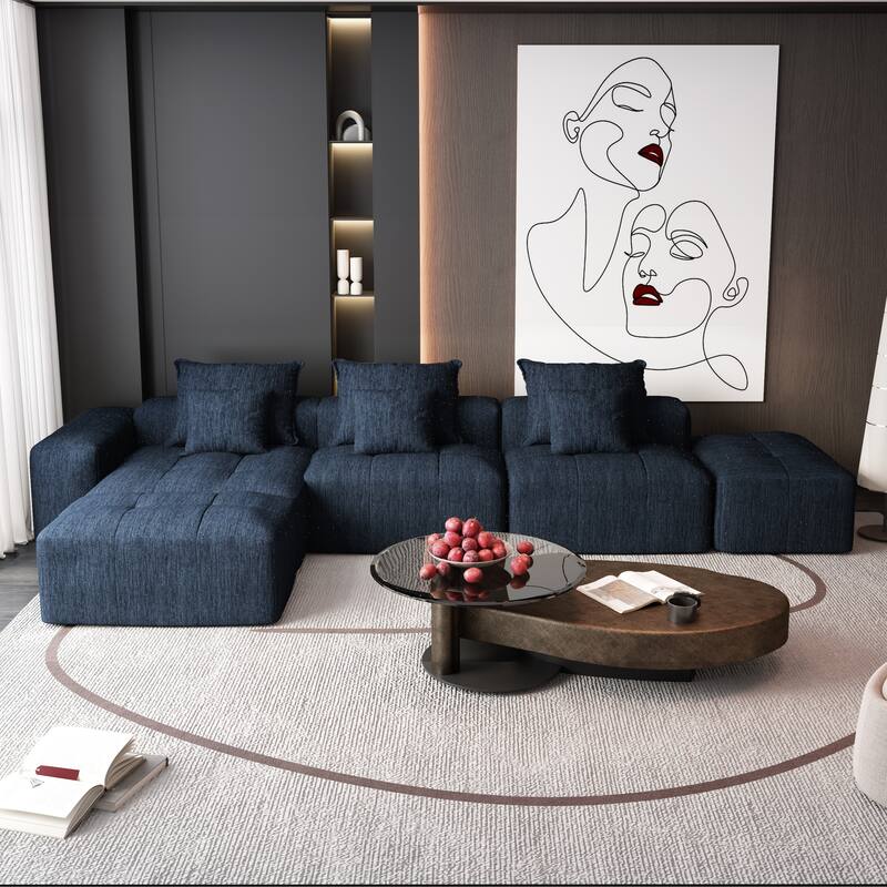 Modern 6 PCS DIY Combination Tufted Modular Sofa with 6 Pillows