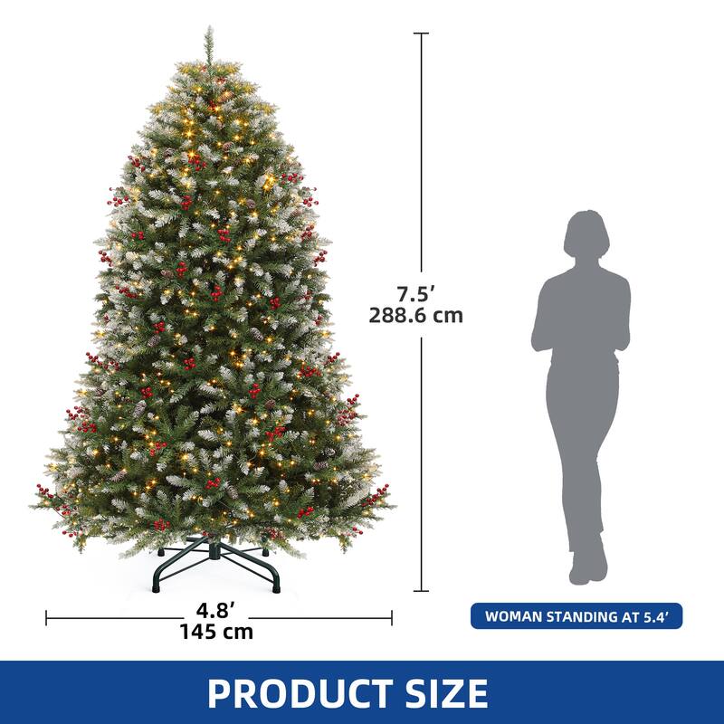 6/7.5FT Prelit Frosted Green Christmas Tree with Remote