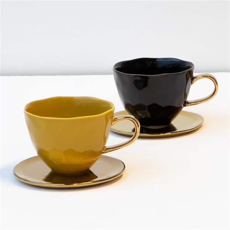 Good Morning Cup Cappuccino/Tea Cup Amber Green