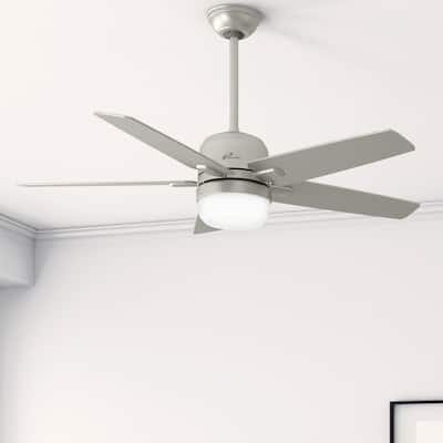 Hunter 52" Wi-Fi Cavera Matte Nickel Ceiling Fan w/LED Light, Handheld Remote - Transitional, Contemporary - SMART FAN!