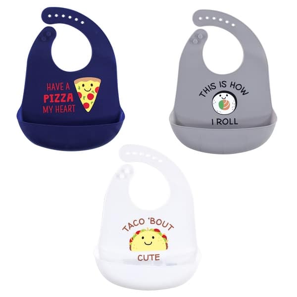 slide 1 of 1, Hudson Baby Infant Silicone Bibs 3pk, Pizza, One Size - Pizza - One Size One Size - Pizza