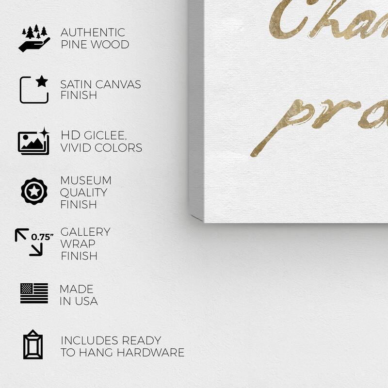 Wynwood Studio 'Champagne Issues Luxe' Typography and Quotes Wall Art Canvas Print Funny Quotes and Sayings - Gold, White