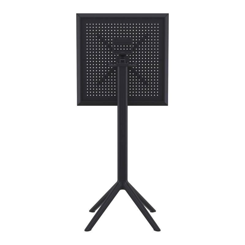 42.5" Black Folding Square Outdoor Patio Bar Table