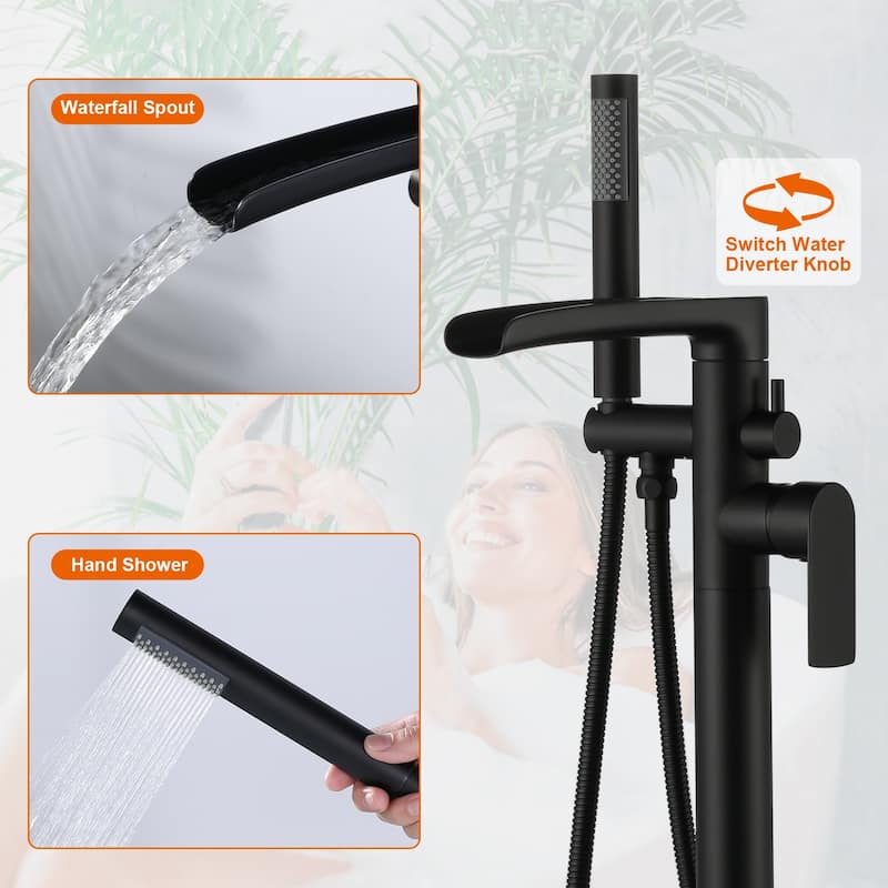 WOWOW Single Handle Freestanding Tub Faucet with Hand Shower