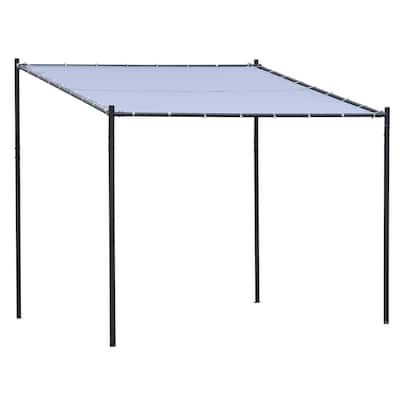 Grey Wall-Mounted Gazebo with Steel Frame and PVC-Coated Polyester Canopy for Patio Garden or Backyard Outdoor Shelter