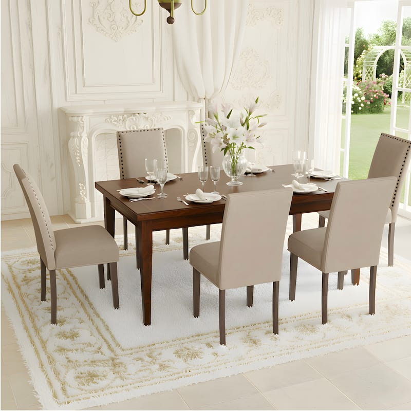 Dining Chairs Upholstered Velvet Nailhead Trim Wood Legs High Back