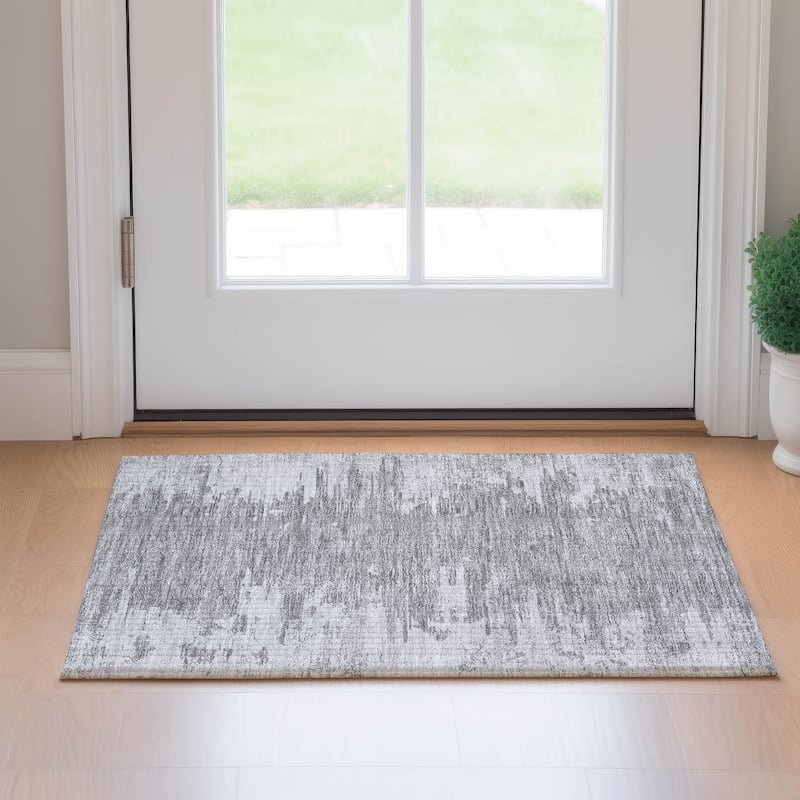 Premium Washable Super Soft Abstract Tear Mayfield Rug - Silver - 1' 8" x 2' 6" - Rectangle